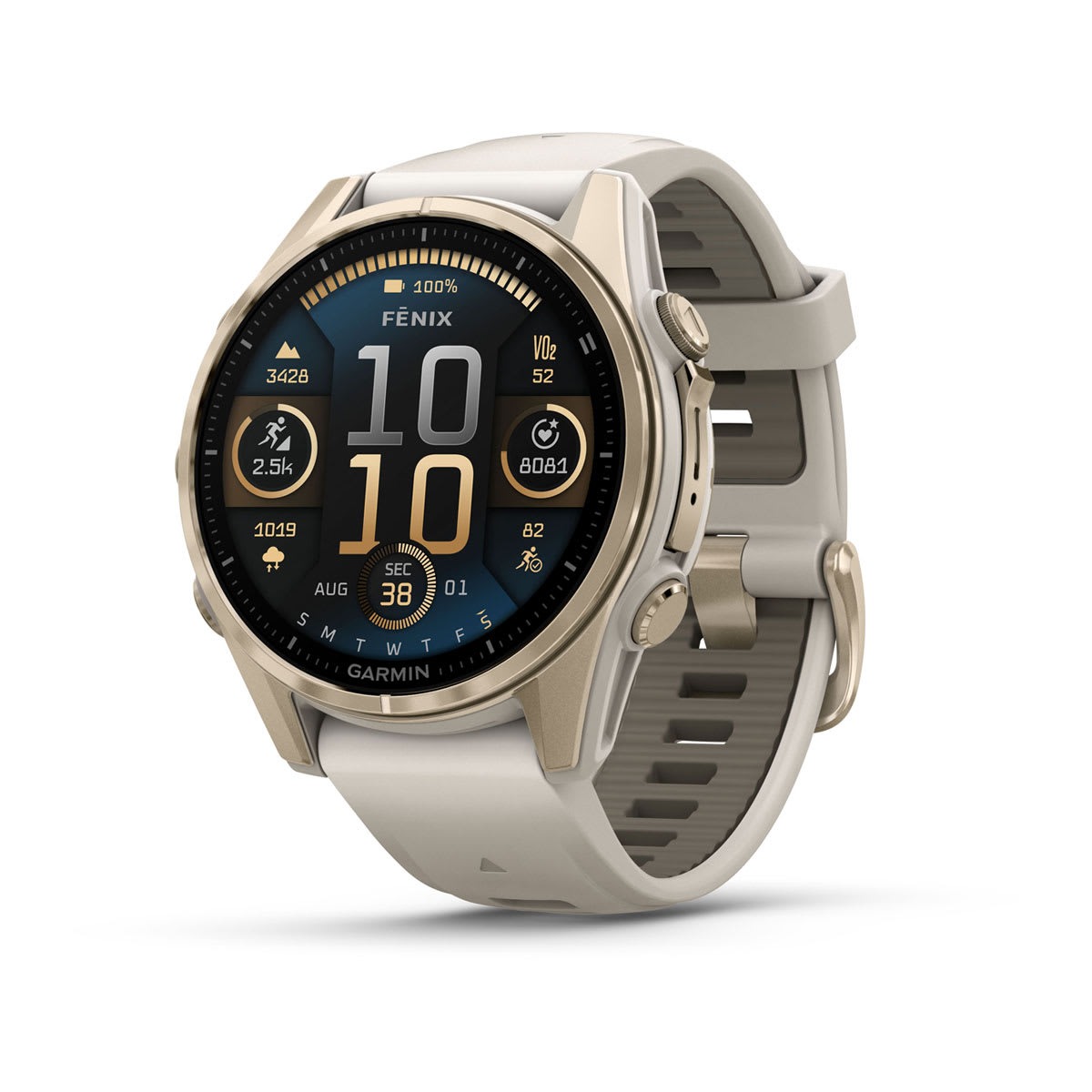 Garmin Smartwatch Fenix 8 AMOLED Sapphire 43mm Solf Gold w/ Sandstone Band