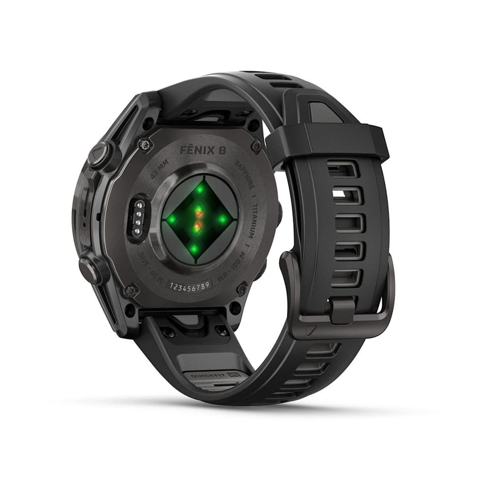 Garmin Smartwatch Fenix 8 AMOLED Sapphire Titanium 43mm Carbon Grey DLC w/Black/Pebble Band