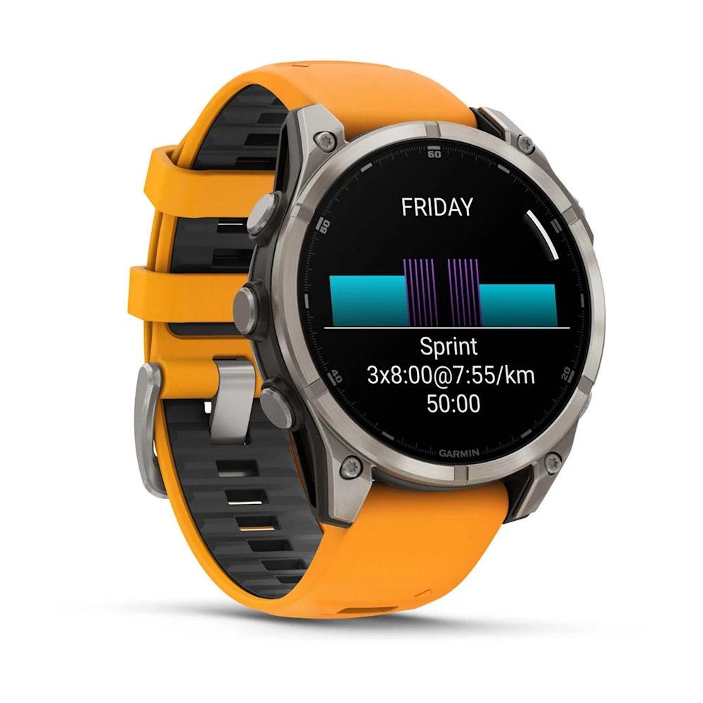 Garmin Smartwatch Fenix 8 AMOLED Sapphire Titanium 47mm Spark Orange w/ Orange/Graphite Band