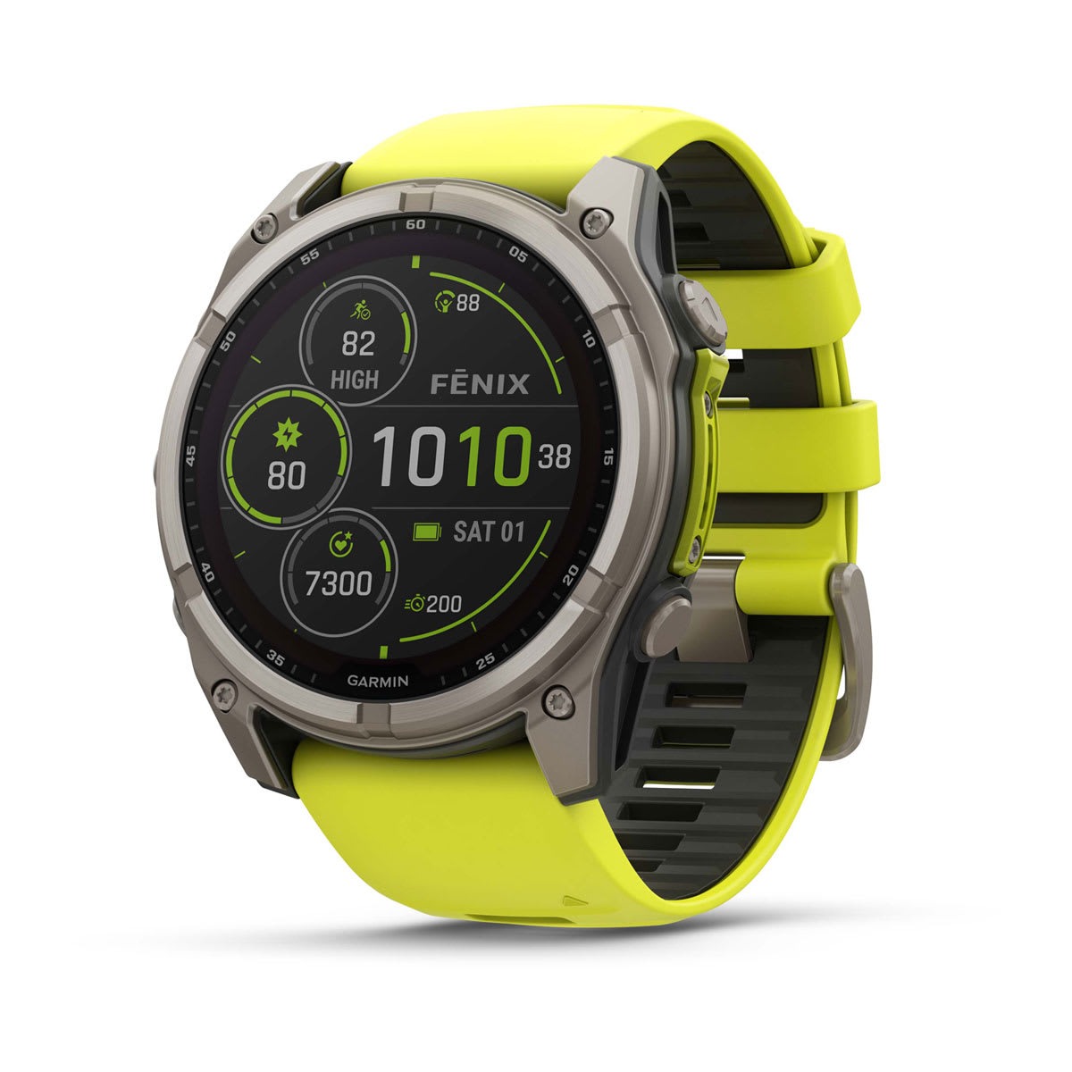 Garmin Smartwatch Fenix 8 Solar Sapphire Titanium 51mm Yellow w/Graphite Silicone
