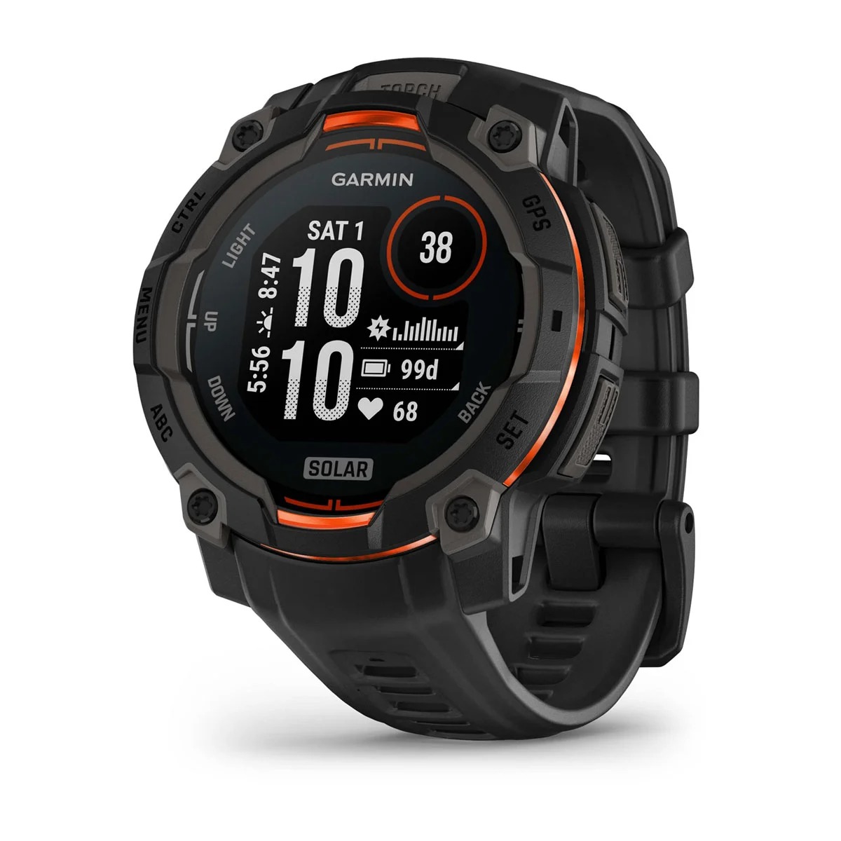 Garmin Smartwatch Instinct 3 45mm Rugged Solar w/Black Band