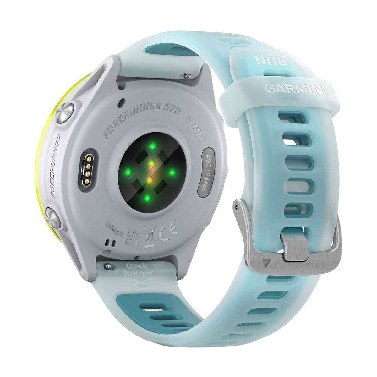 Garmin Smartwatch Forerunner 570 47mm Amp Yellow Aluminium w/ Translucent Whitestone/Turquoise Band