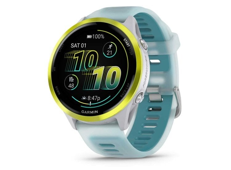 Garmin Smartwatch Forerunner 570 47mm Amp Yellow Aluminium w/ Translucent Whitestone/Turquoise Band