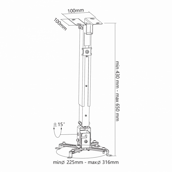 Projector Ceiling mount SBOX PM-18M 430- 650mm Tilt Swivel