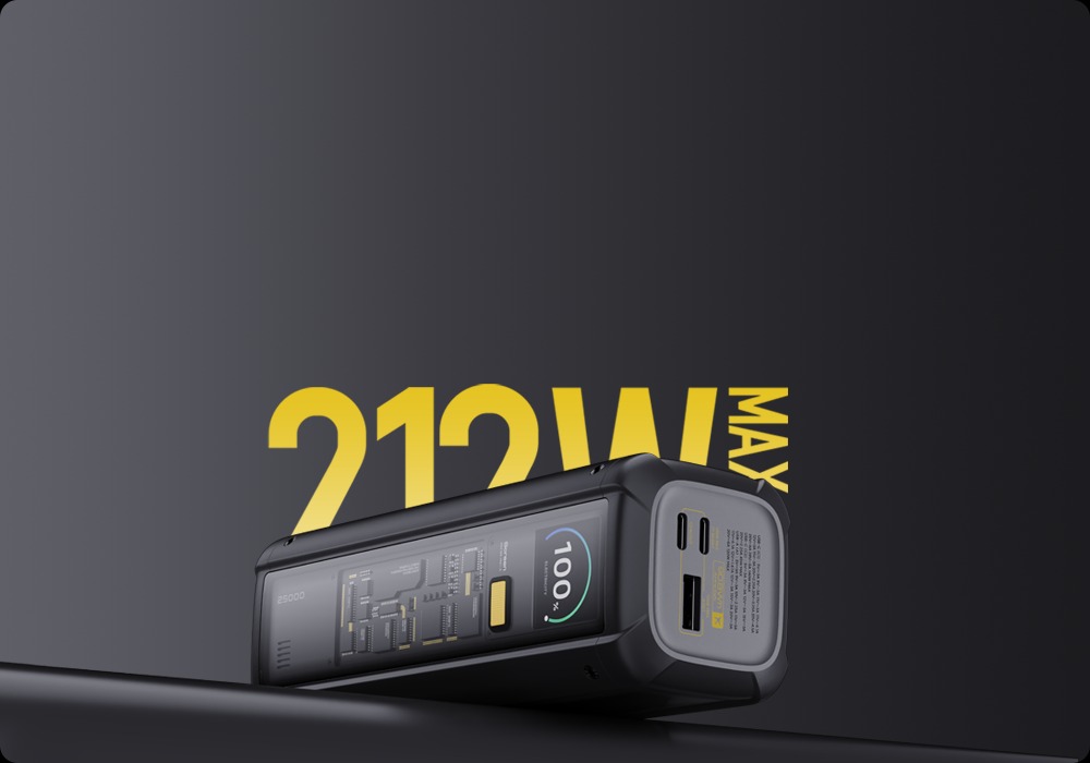 スマホアクセサリー Xiaomi HyperCharge Power Bank 25000 Power Bank Xiaomi 25000mAh HyperCharge 212W Black - Анхоч