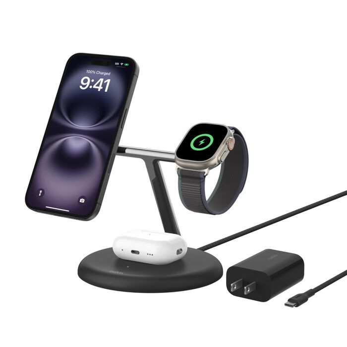 Wireless Charger Belkin Boost Pro Qi2 15W Magnetic 3in1 Black