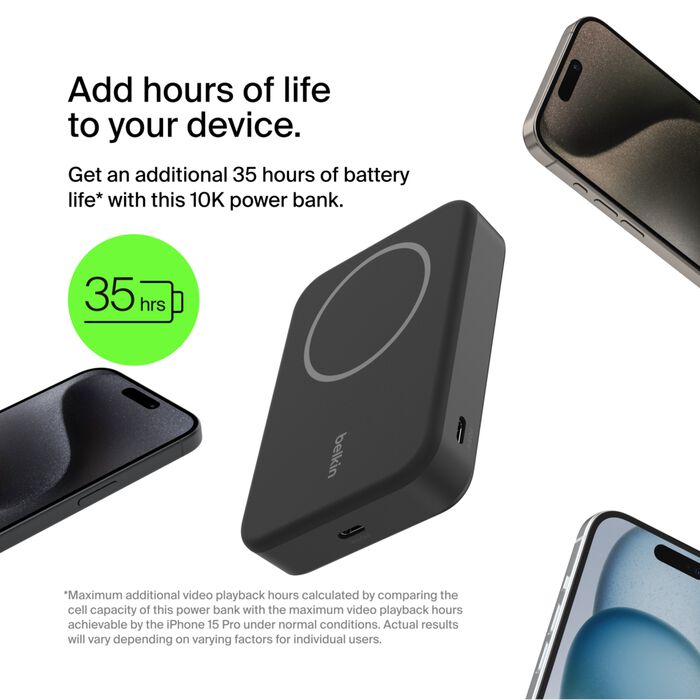 Power Bank Belkin Q20i Wireless 10K MagSafe With Stand Compatable 10000mAh Black