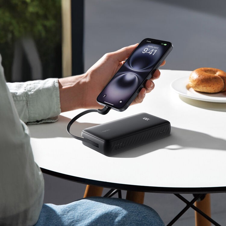 Power Bank Anker Zolo 20K, 22.5W, (Built-In USB-C Cable) Black