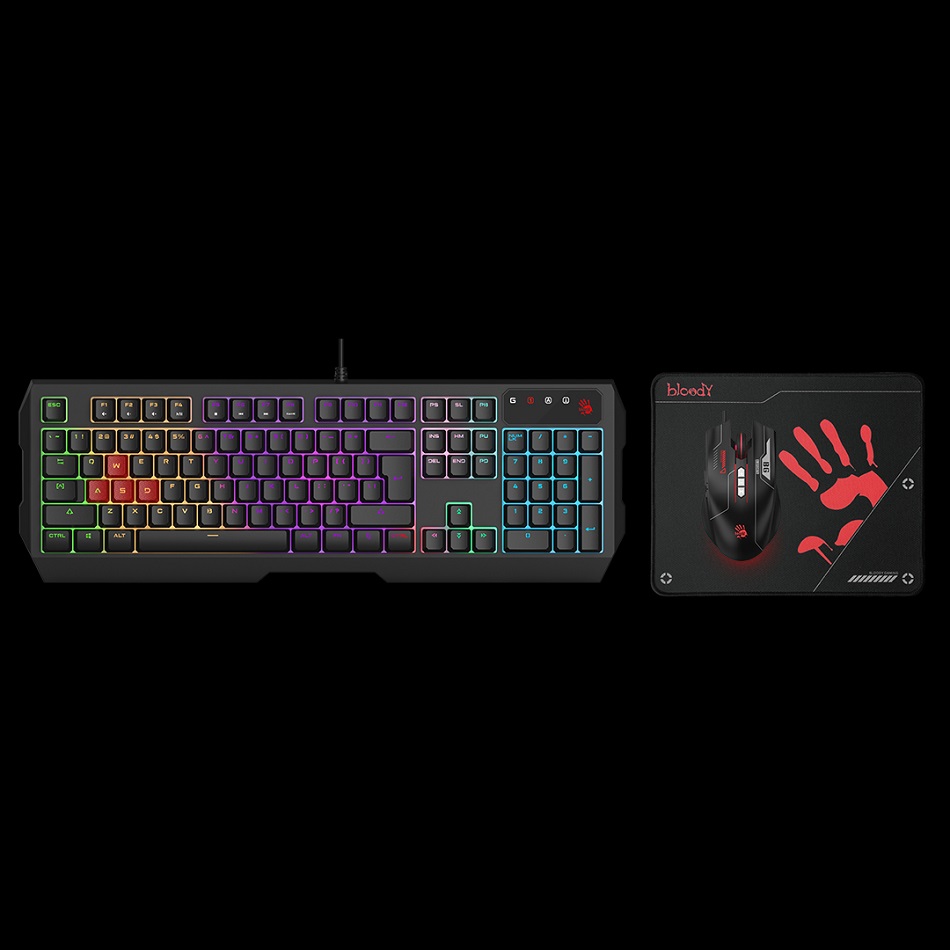 Keyboard A4 Bloody Gaming B1700 Illuminated USB+ Mouse + Mouse Pad