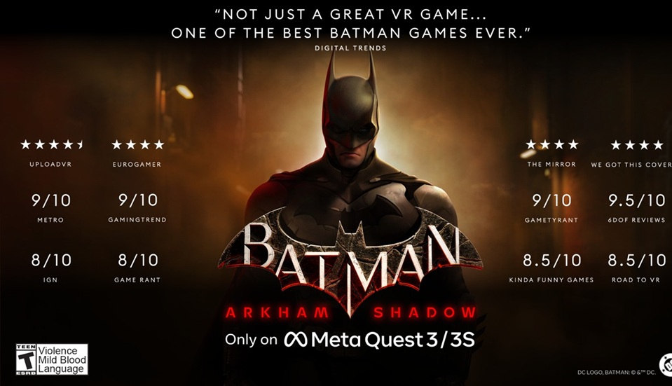 Virtual Reality Headset Meta Quest 3S 256GB w/Two Controllers Gaming + Batman Arkham Shadow