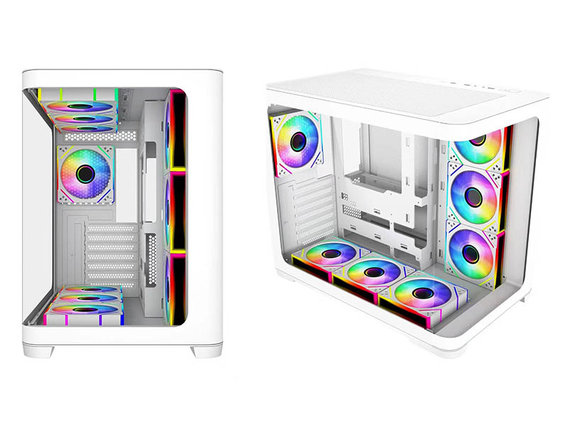 ATX Midi Tower Case SAMA 2851A White ARGB w/USB 3.0, Type-C, 4x 120mm LED Fans