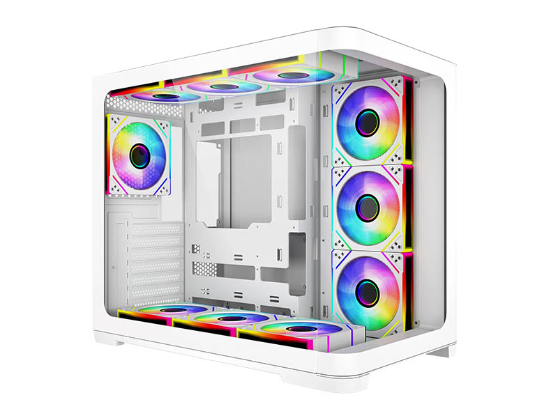 ATX Midi Tower Case SAMA 2851A White ARGB w/USB 3.0, Type-C, 4x 120mm LED Fans
