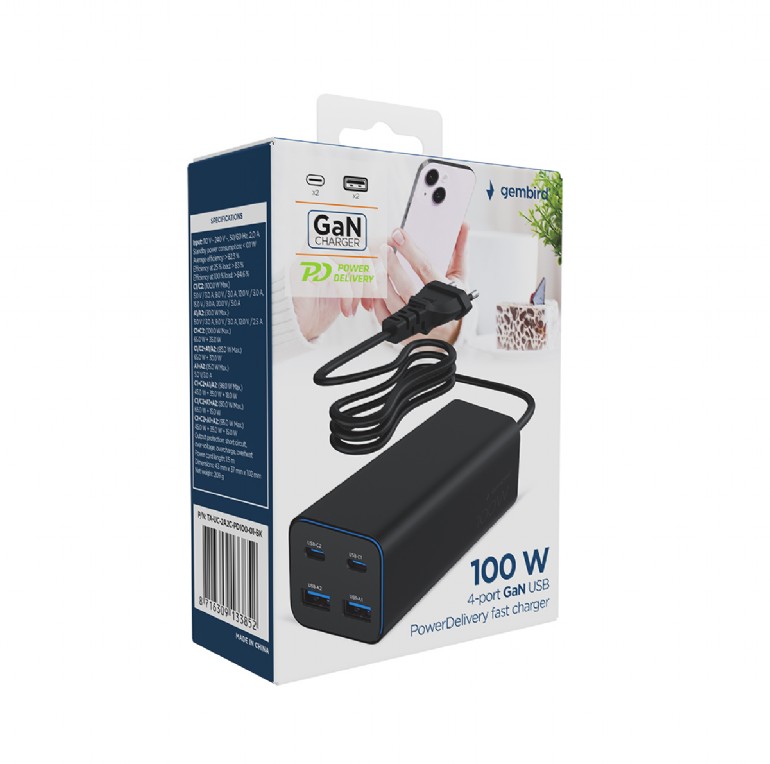 USB Universal Power Charger Gembird 4 port 100W