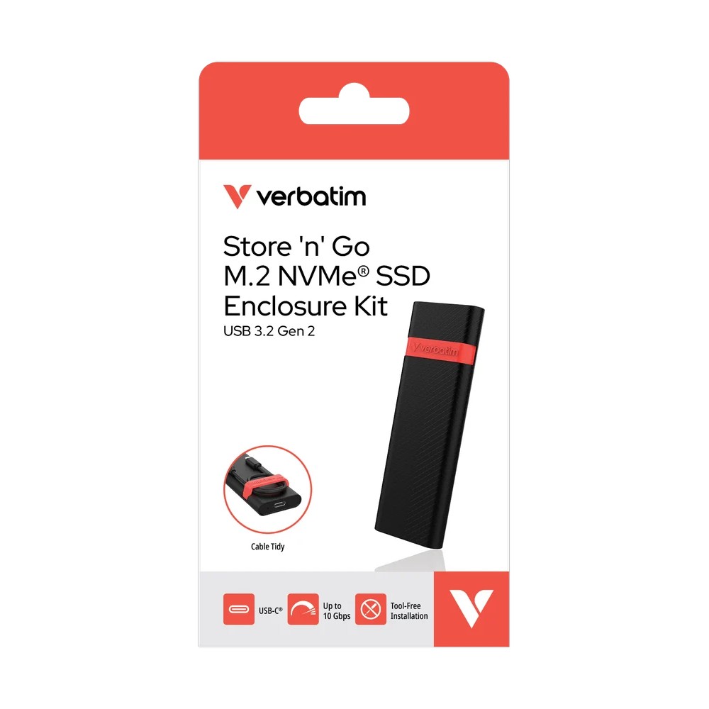 External Rack for SSD NVMe M.2 PCIe Verbatim Store 'n' Go USB Type-C/Type-A