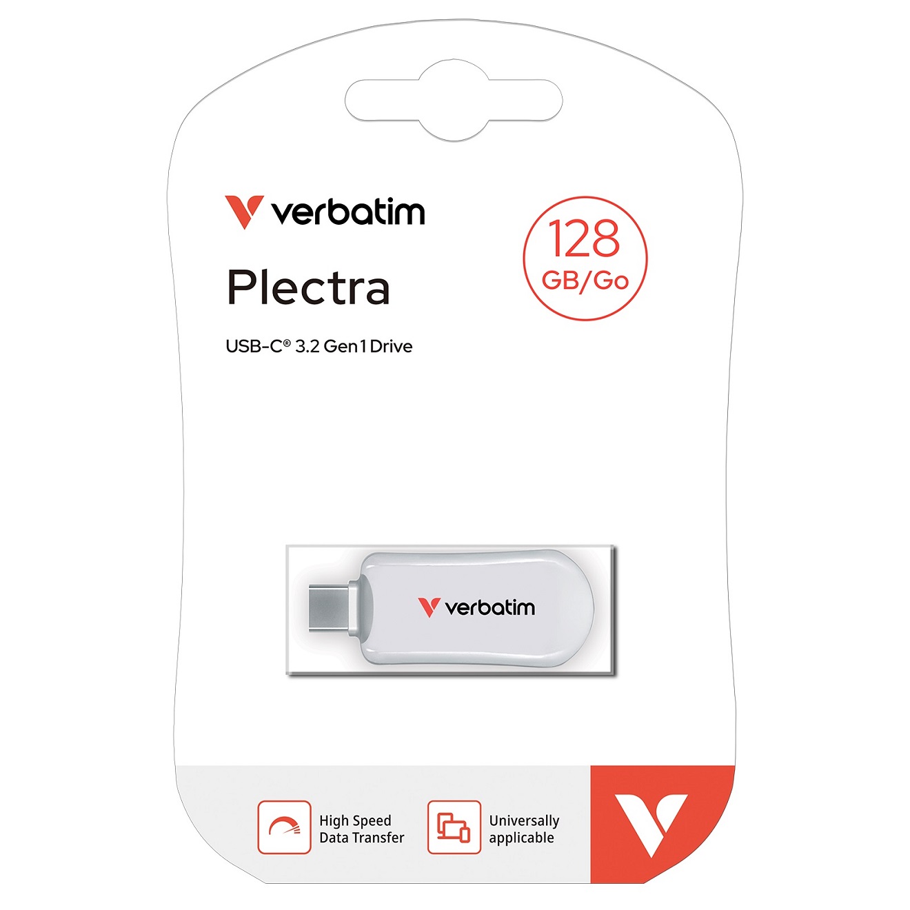 USB Drive Type-C 128GB Verbatim Plectra White