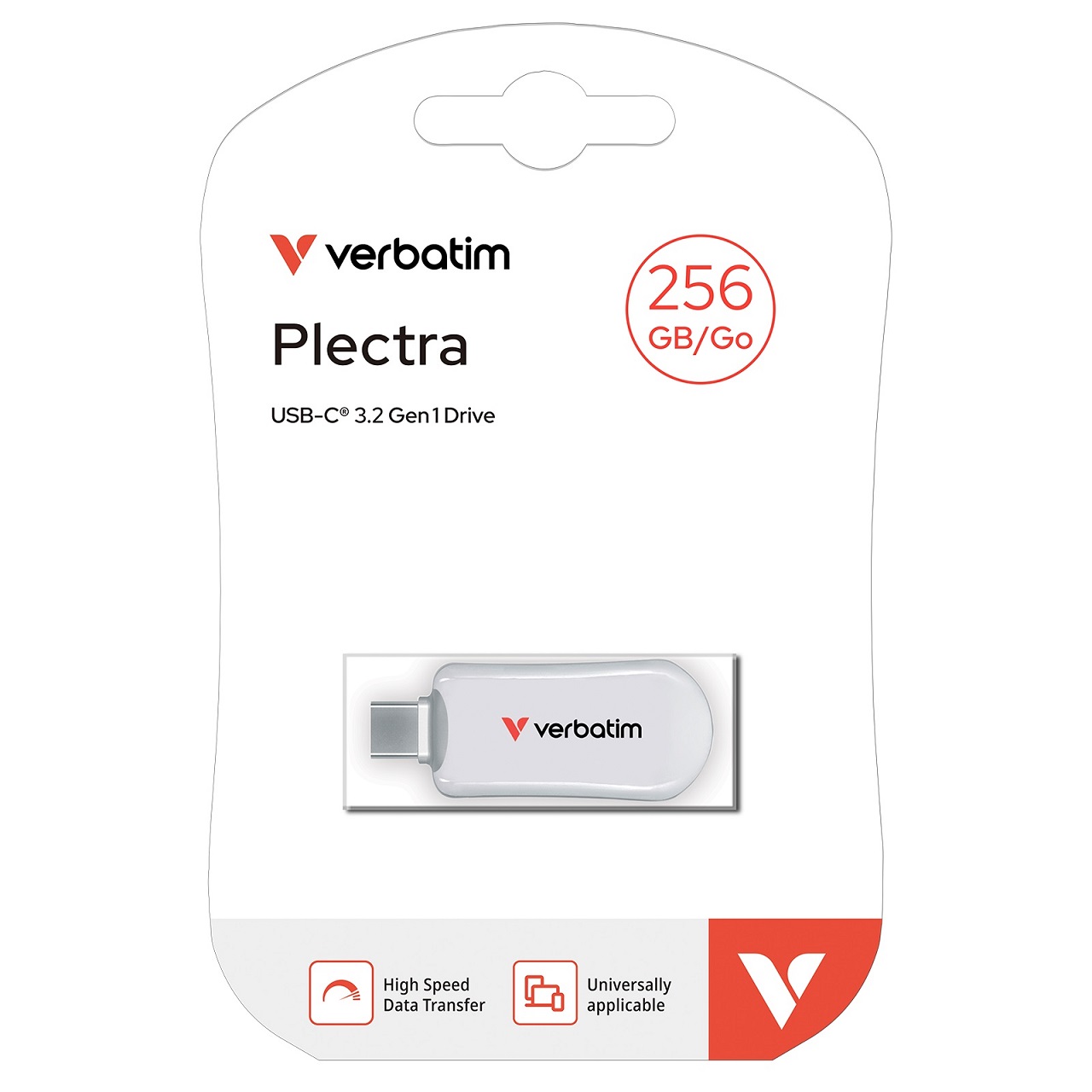 USB Drive Type-C 256GB Verbatim Plectra White