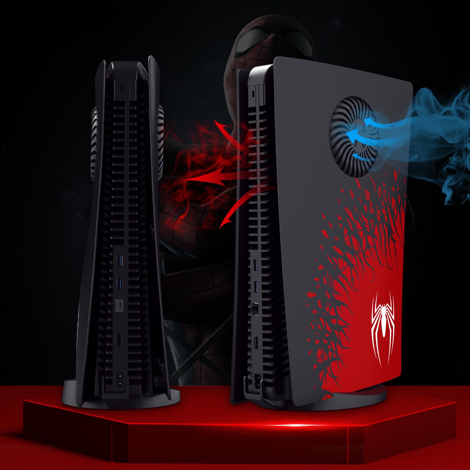 Faceplate for Playstation 5 PS5 FAT Disc Edition - Spider-Man 2 w/Heat Dissipation Holes