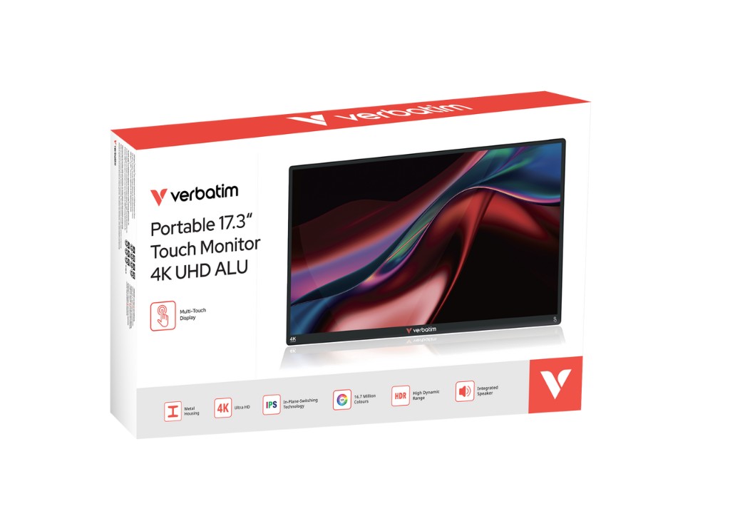 Monitor 17.3” Verbatim Portable Touchscreen Ultra HD 4K, IPS, USB-C,USB,HDMI,Headphone Jack