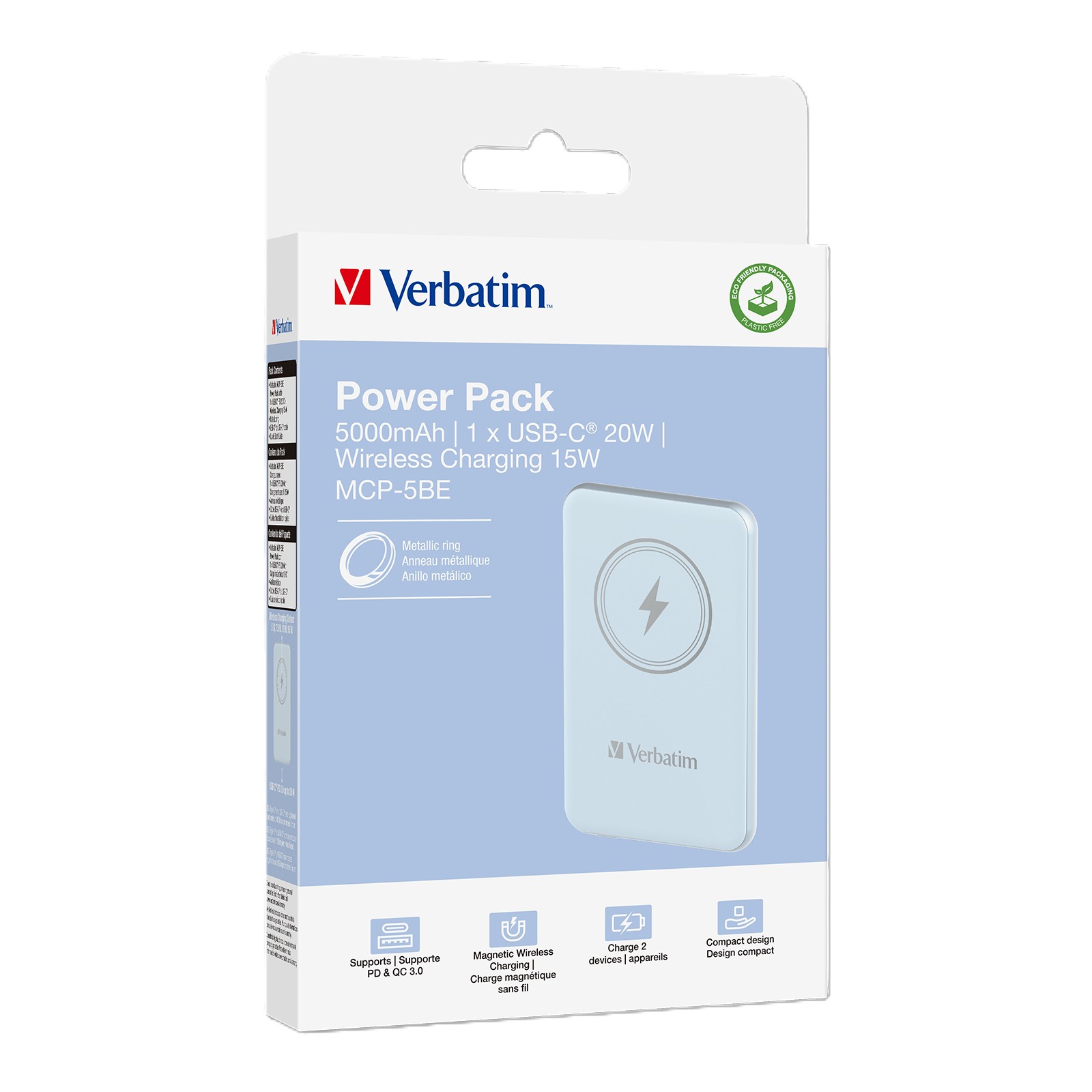 Power Bank Verbatim Charge'N'Go Magnetic Wireless 5000mAh Blue