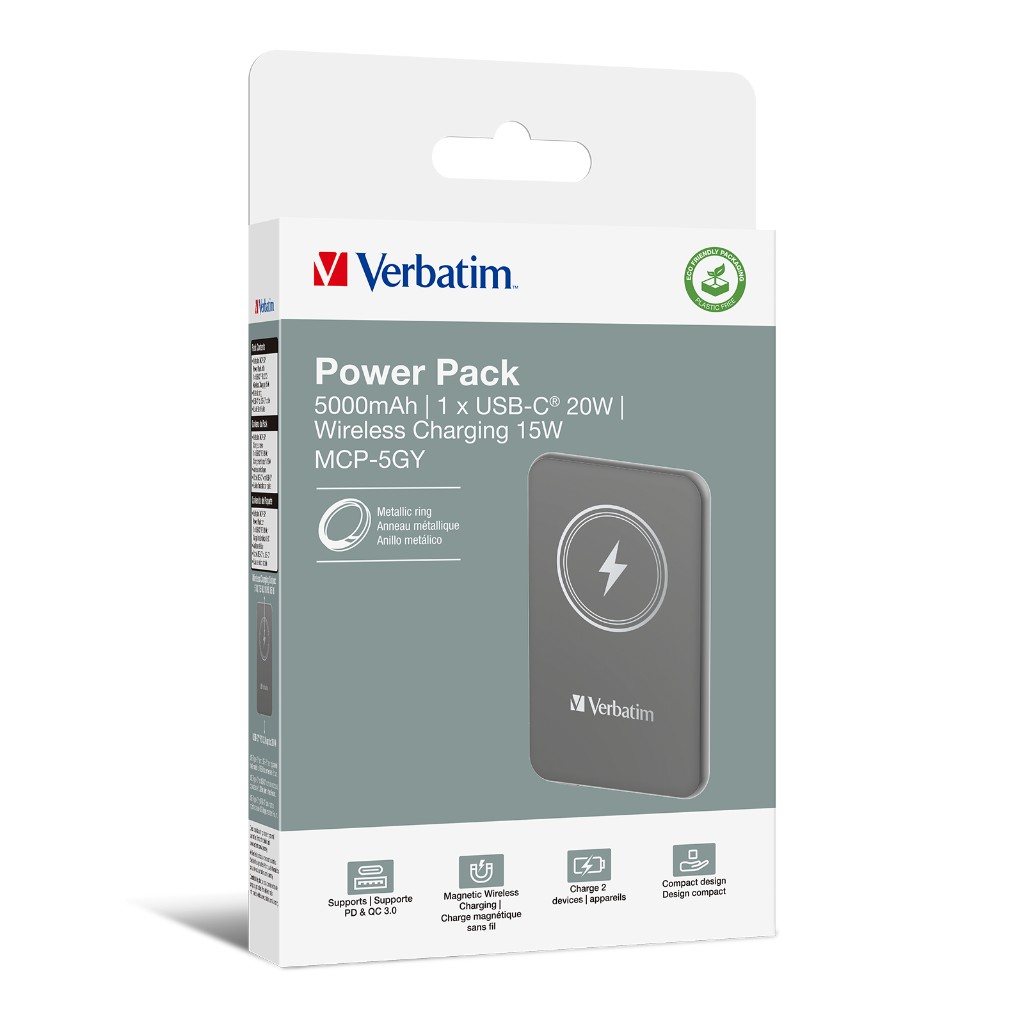 Power Bank Verbatim Charge'N'Go Magnetic Wireless 5000mAh Grey