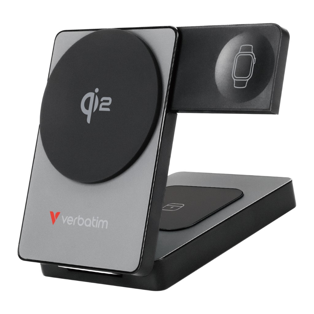 Power Bank Verbatim 3 in 1 Apple Watch + Earbuds + Phone 5000mAh Magnetic Wireless Charging Grey