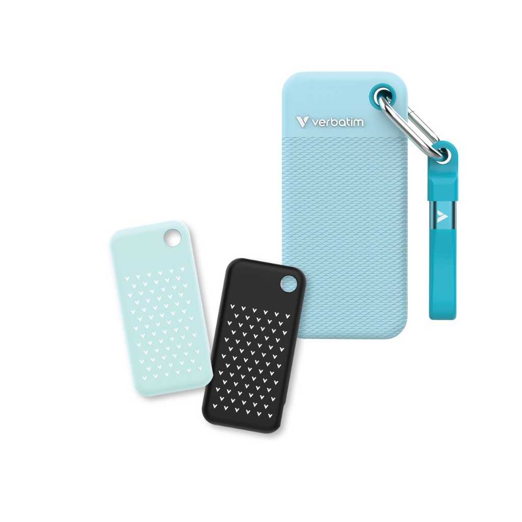 SSD External Verbatim Pocket Keyring With Cable Attachment Colour Edition 1TB Polar Blue