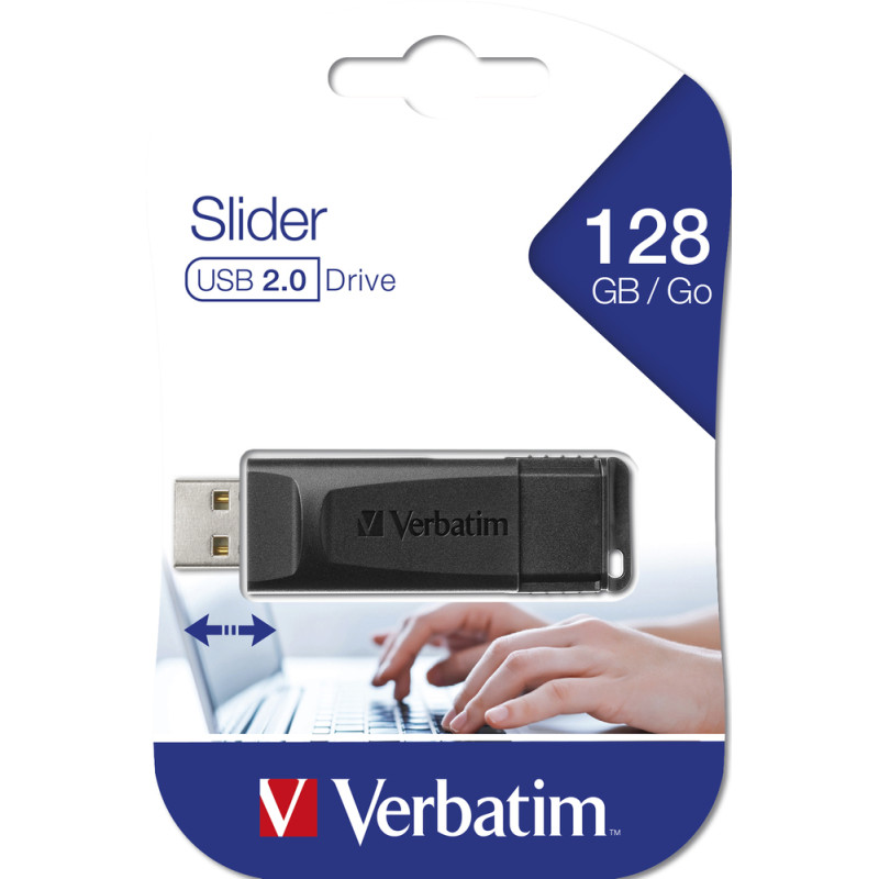 USB Drive 128GB Verbatim Slider Black USB 2.0
