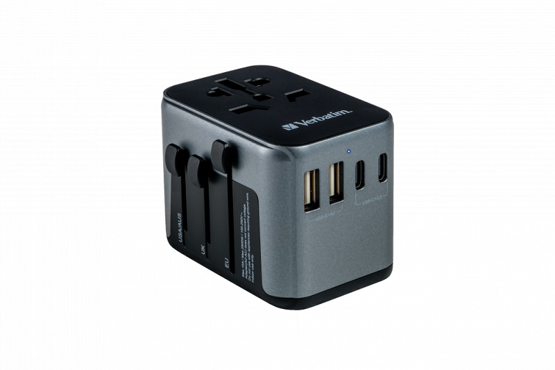 Universal Charger Travel Adapter UTA-03 Verbatim 30W USB-C PD & QC, 2 x USB-C & 2 x USB-A ports
