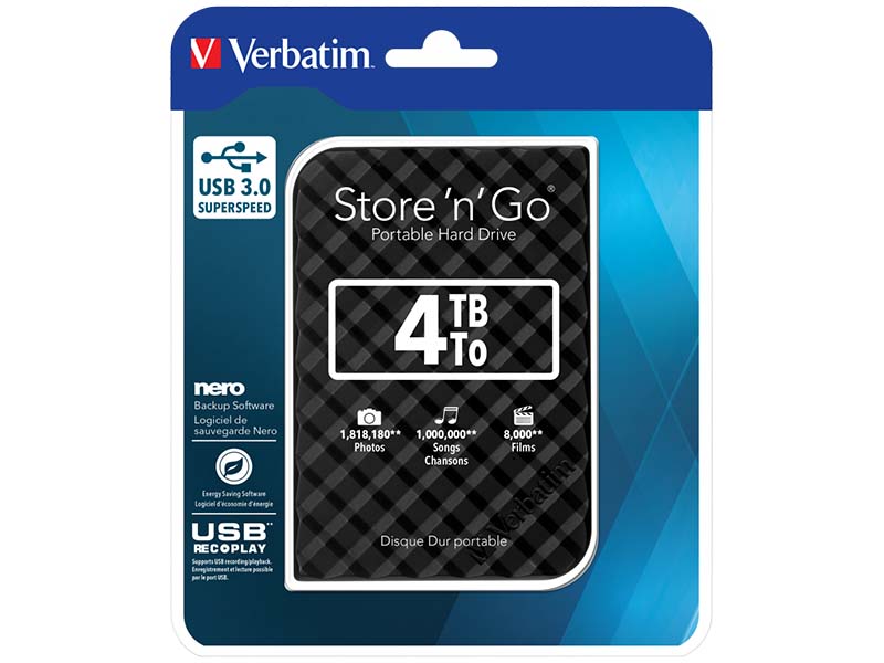 HDD External 2.5" 4TB USB 3.0 Verbatim Store n Go Black