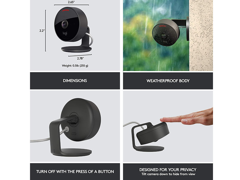 Logitech Wireless IP Network Camera Day/Night Speaker Circle View Black