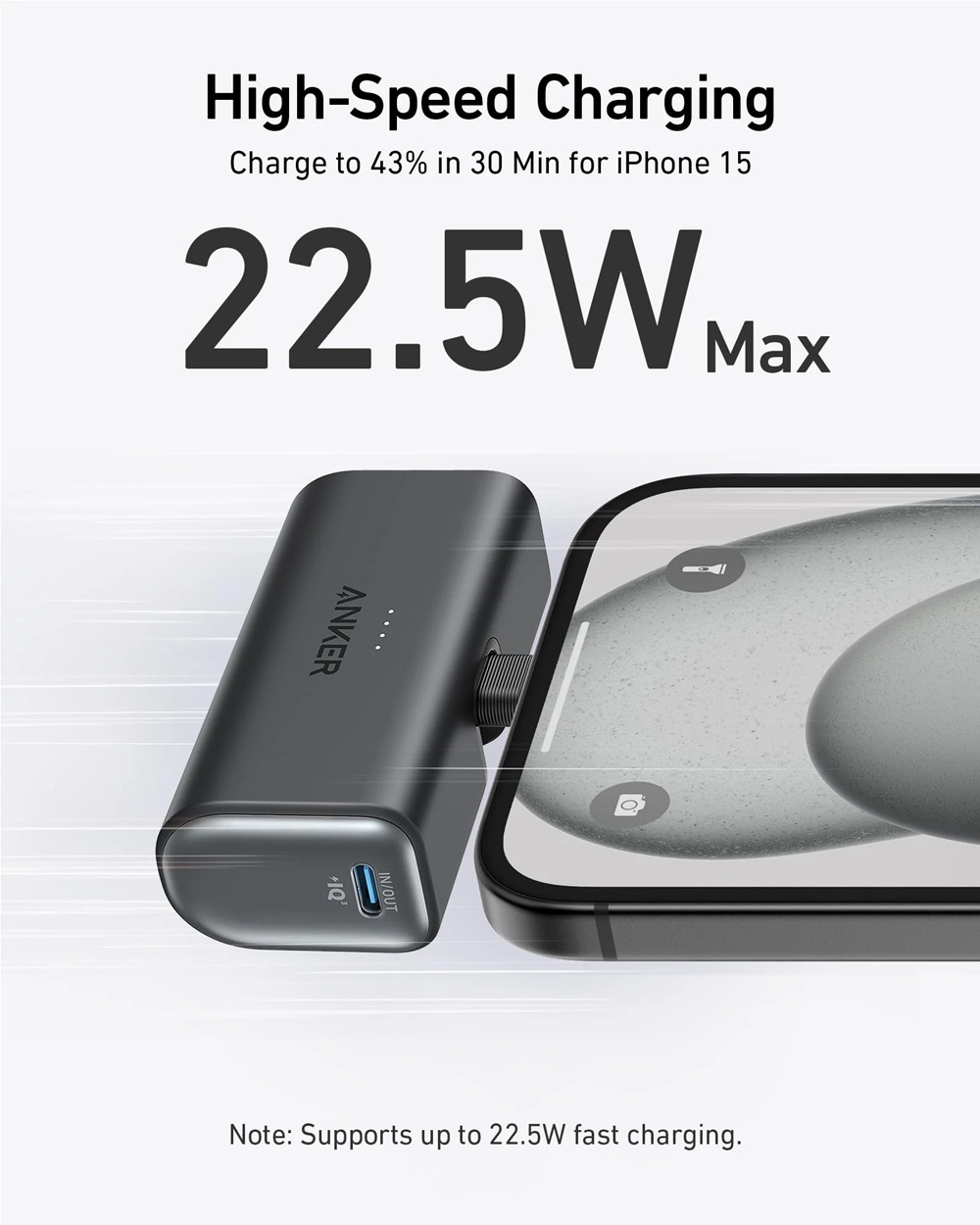 Power Bank Anker Nano 5K 22.5W (Built-In USB-C Connector)