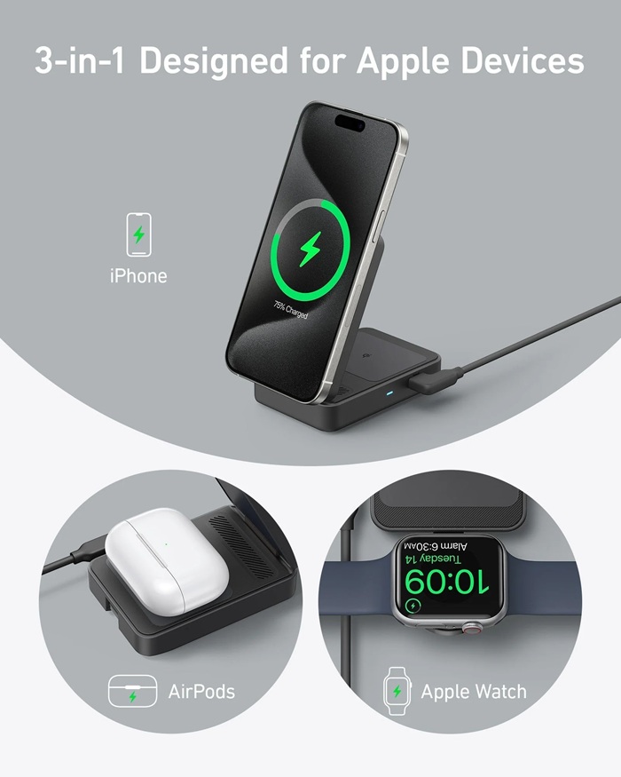 Anker MagGo 15W Qi2 Fast Wireless Car Charger – Magnetic Air Vent Mount With 25W USB-C Adapter (B2932H11-1)