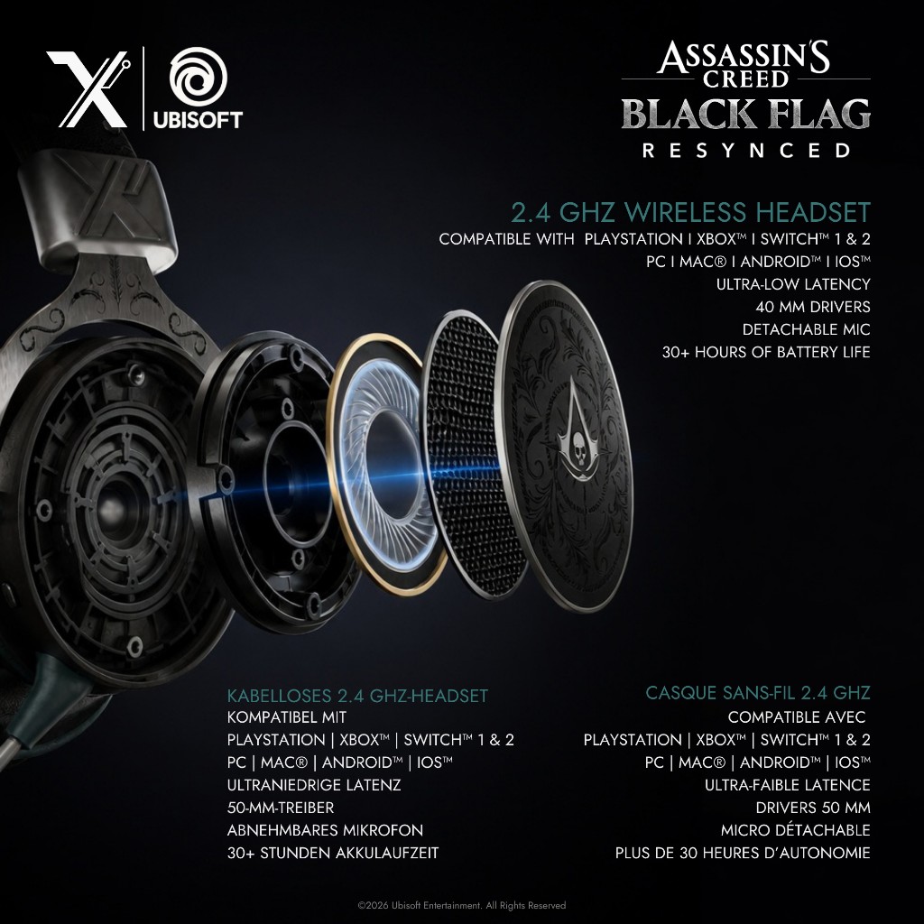 Headphones Lexip x Ubisoft Assassins Creed Black Flag Resynced Wireless Bluetooth
