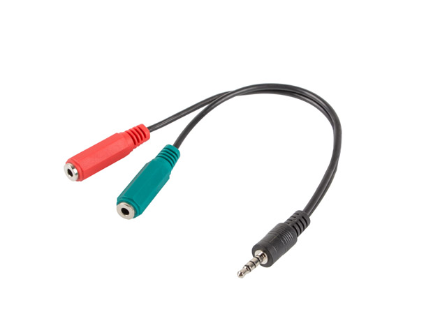 Cable Stereo Plug 3,5mm 4pin to Double Stereo Sockets 3,5mm Lanberg 20cm