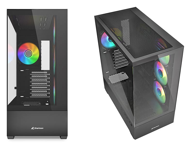 ATX Midi Tower Case Sharkoon AK6 Black ARGB w/2xUSB 3.0, Type-C USB 3.2, 4x 120mm Fans
