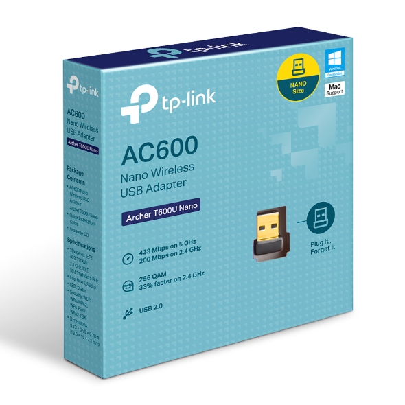 TP-Link Wireless AC Dual Band USB Adapter 600Mbps Archer T600U Nano
