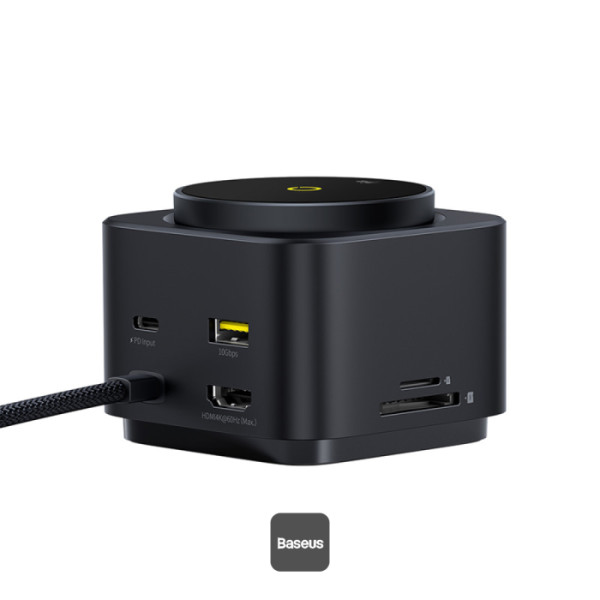 USB Hub Baseus MagPro Series 7-in-1 Type-C w/15W Qi2/2xUSB-A/USB-C/USB-C PD100W/HDMI/CardReader