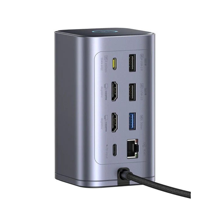 Docking Station Baseus 12-in-1 2xHDMI, RJ45, USB-C PD100W, 4xUSB-A, 2xUSB-C 3.2, Card Reader