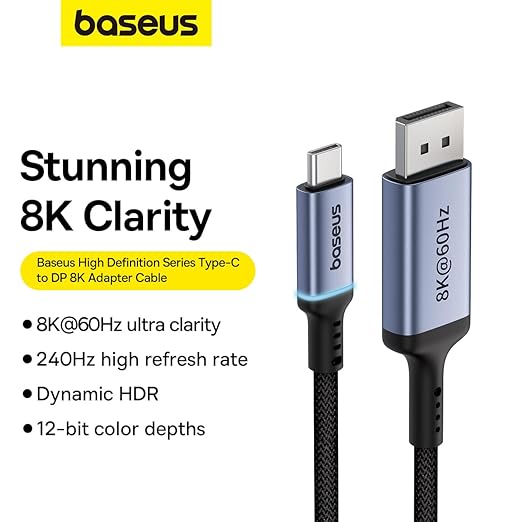 Cable USB Type-C to DisplayPort 8K Baseus 1.5m Cluster Black