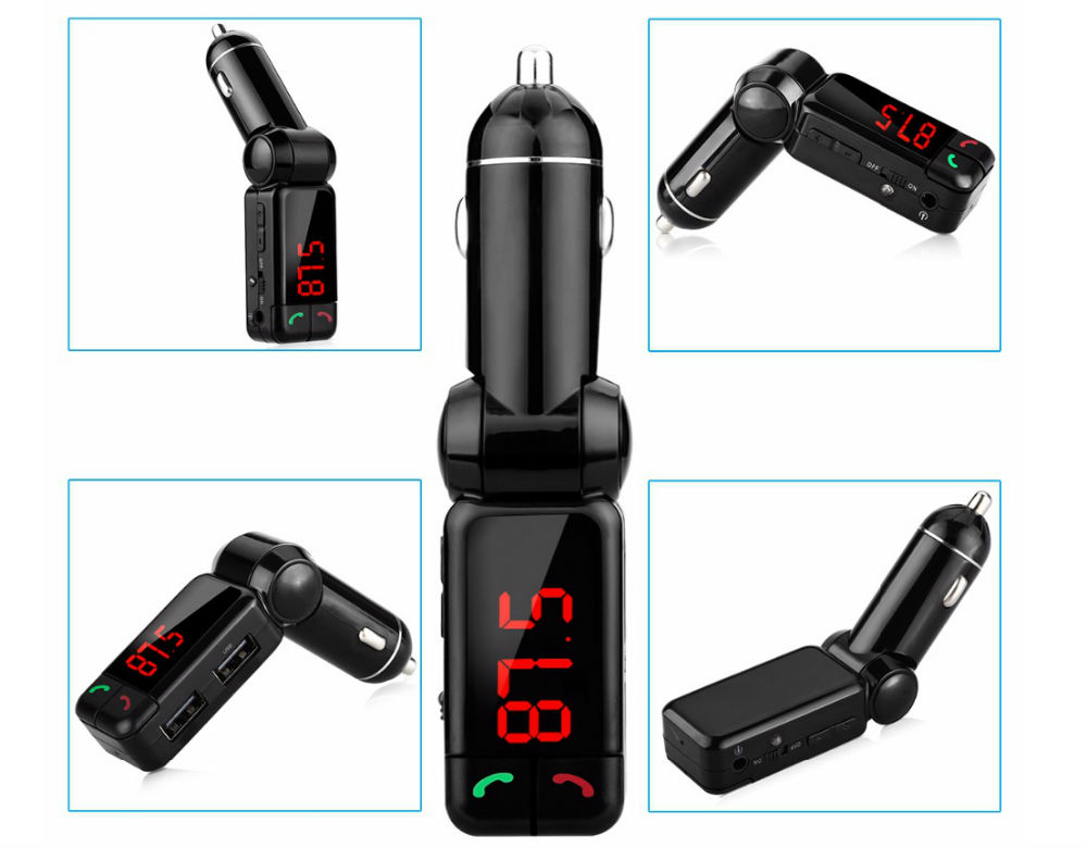 Wireless Bluetooth FM Transmitter - Hands Free/Dual Charger w/LCD Display BC303