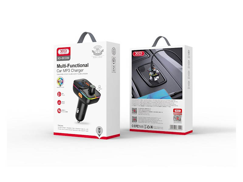 Wireless Bluetooth FM Transmitter XO BCC09 Hands Free/Dual Charger w/LCD Display RGB