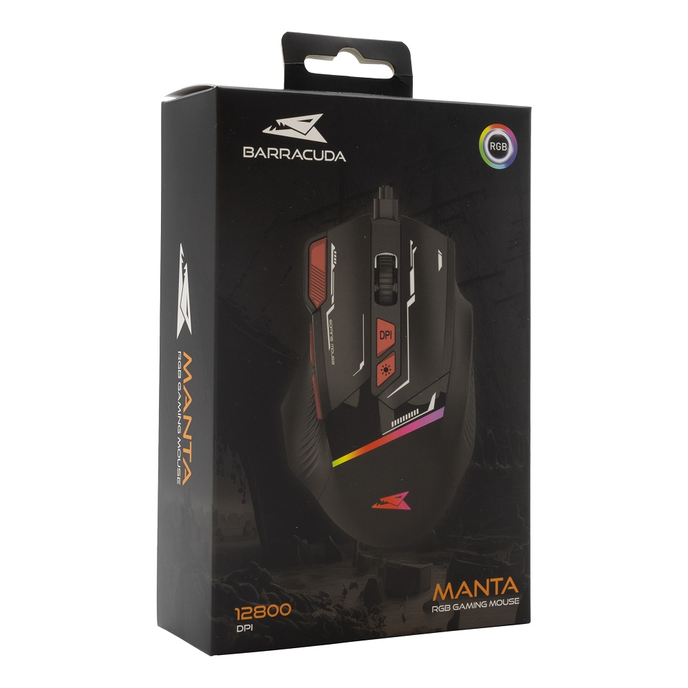 Mouse Baracuda Gaming Manta 12800DPI Black