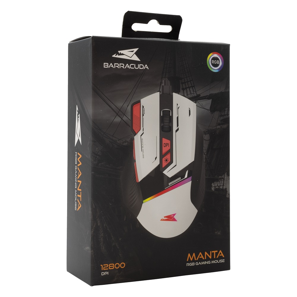 Mouse Baracuda Gaming Manta 12800DPI White