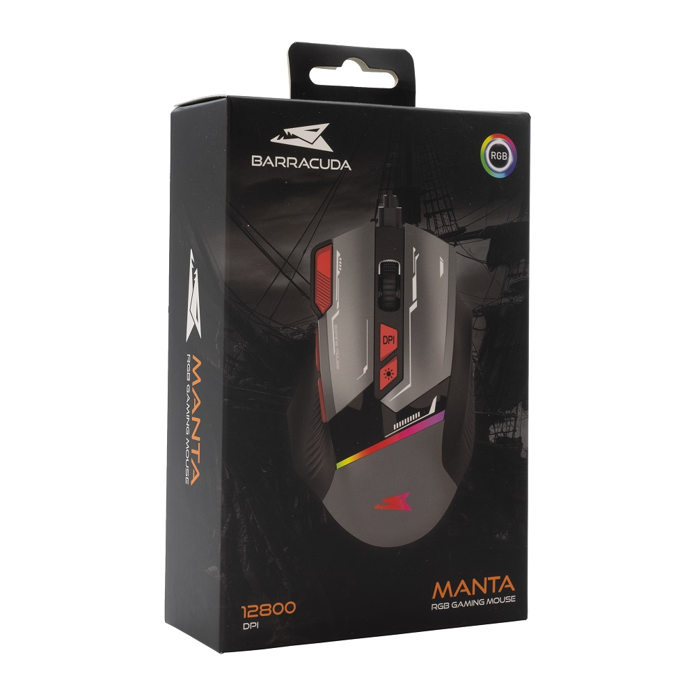 Mouse Baracuda Gaming Manta 12800DPI Grey