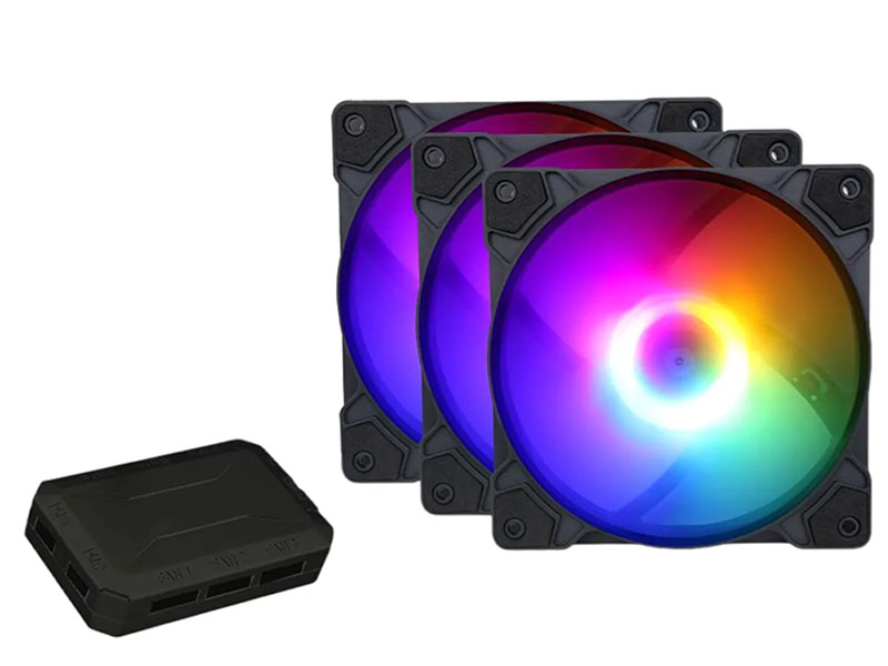 Case Fan 120x120x25 SAMA 3 in 1 1100rpm ARGB LED Black w/Fan HUB
