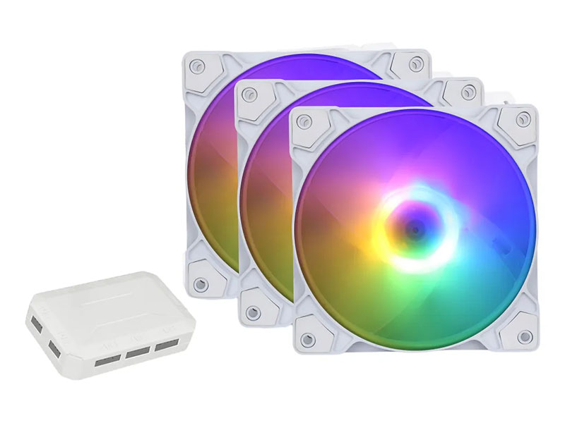Case Fan 120x120x25 SAMA 3 in 1 1100rpm ARGB LED White w/Fan HUB