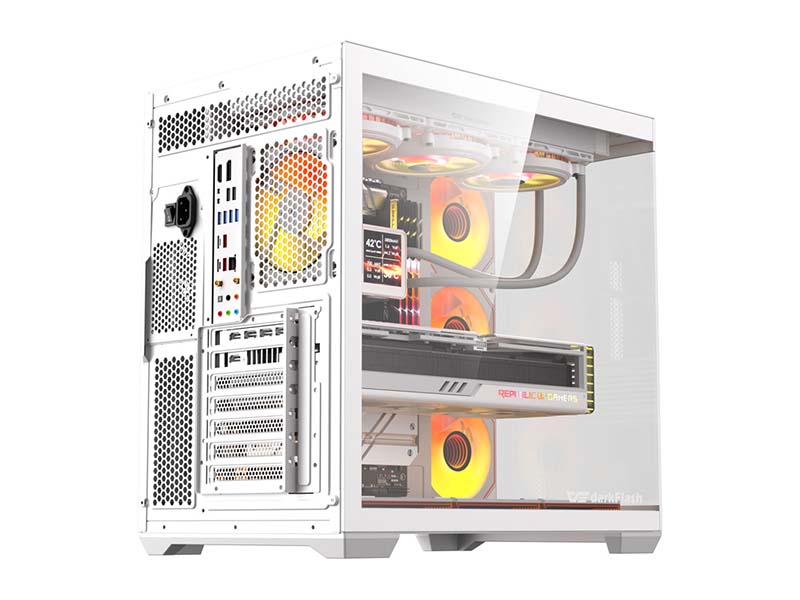 ATX Midi Tower Case DarkFlash C280 White w/USB 3.0, USB 2.0, 7x 120mm LED Fans