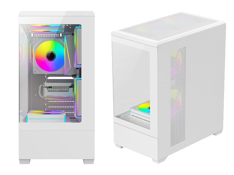 ATX Midi Tower Case DarkFlash C365 White w/USB 3.0, USB 2.0, 5x 120mm LED Fans
