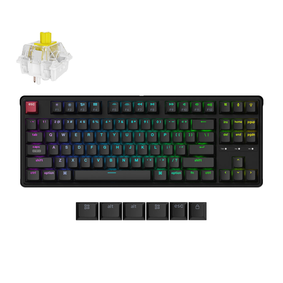 Keyboard Keychron C3 Pro 8K TKL QMK Wired Swappable RGB Super Banana Switch - Black