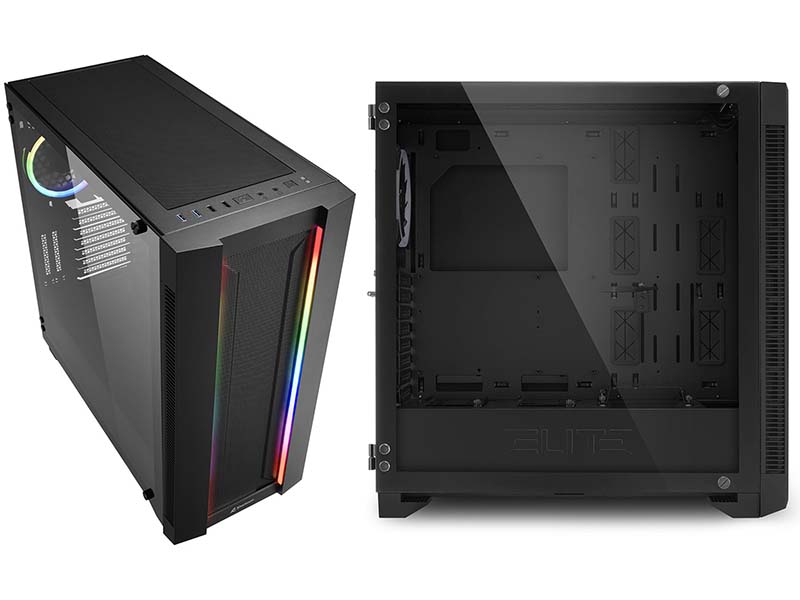 ATX / E-ATX Midi Tower Case Sharkoon ELITE SHARK CA200M RGB Black w/2xUSB 3.0, 1x 120mm RGB Fan